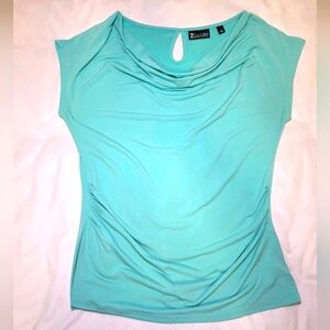 New York & Co 7th Avenue Sleeveless Cowl Neck Ruched Top Shirt Blouse- Sz Large